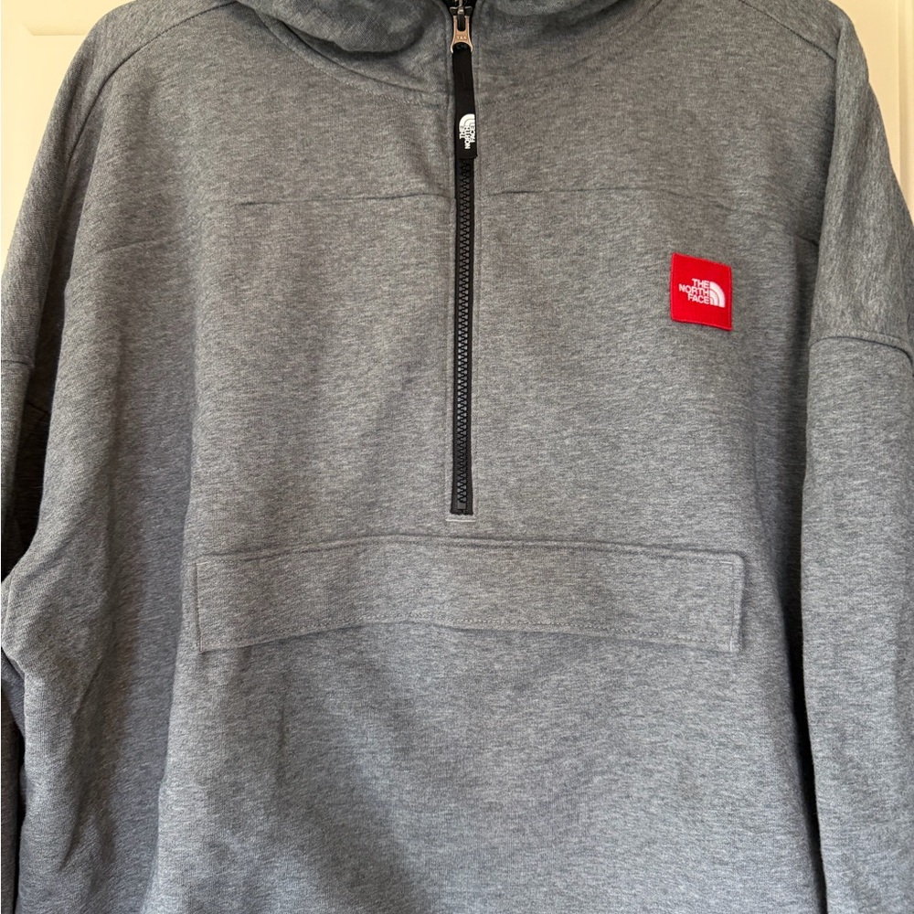 The North Face Grey Pullover Half-Zip Hoodie with Black Trim